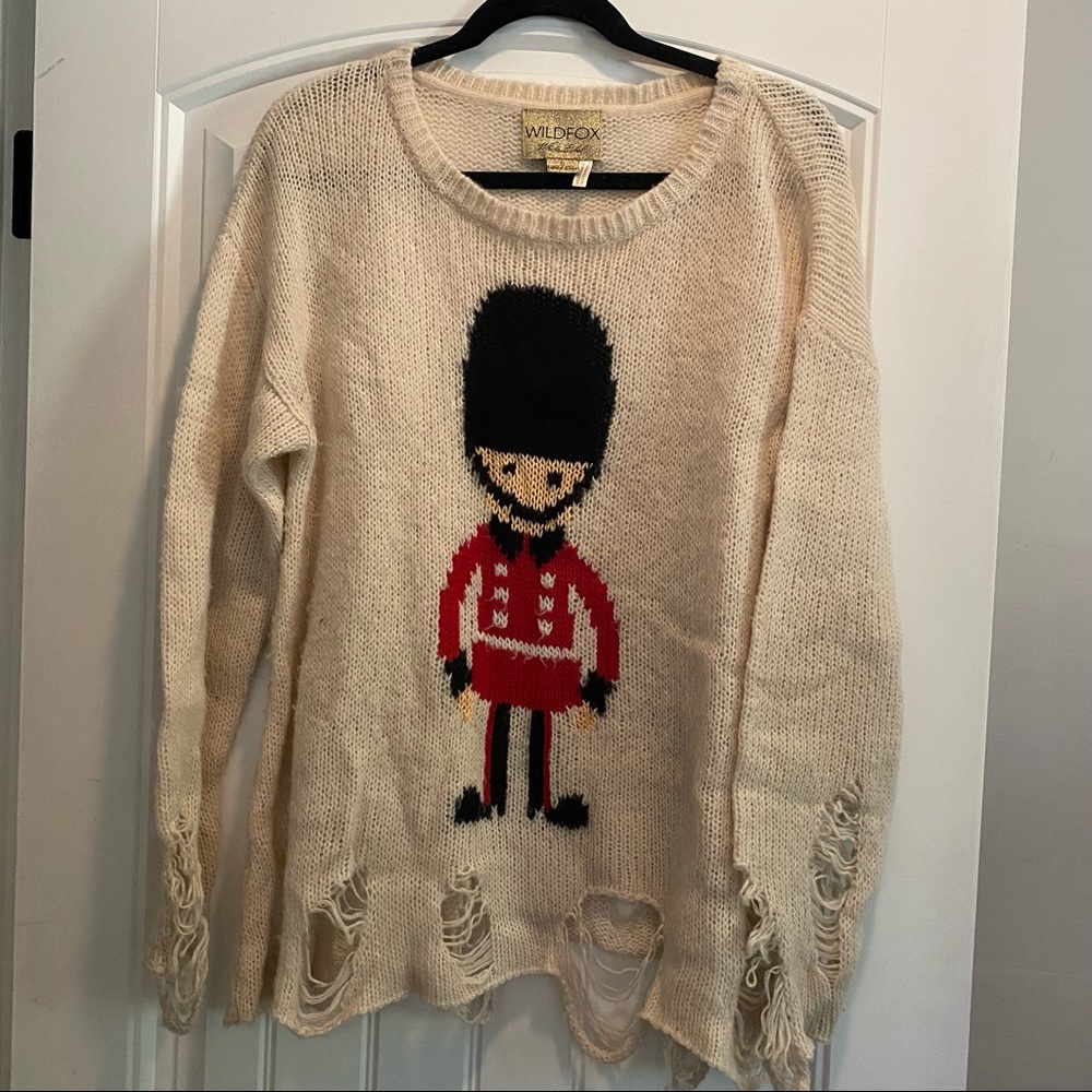 WILDFOX COUTURE White Label Knit Soldier Boy Vintage lace Lennon Sweater Jumper